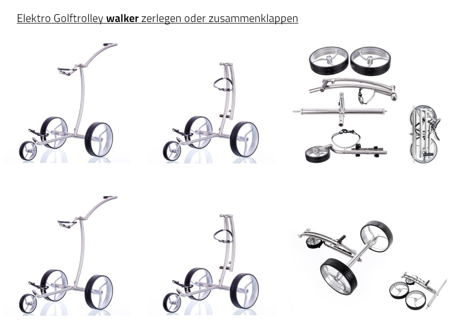 Ein Diagramm zum auseinanderbauen des Elektro Golftrolley walker